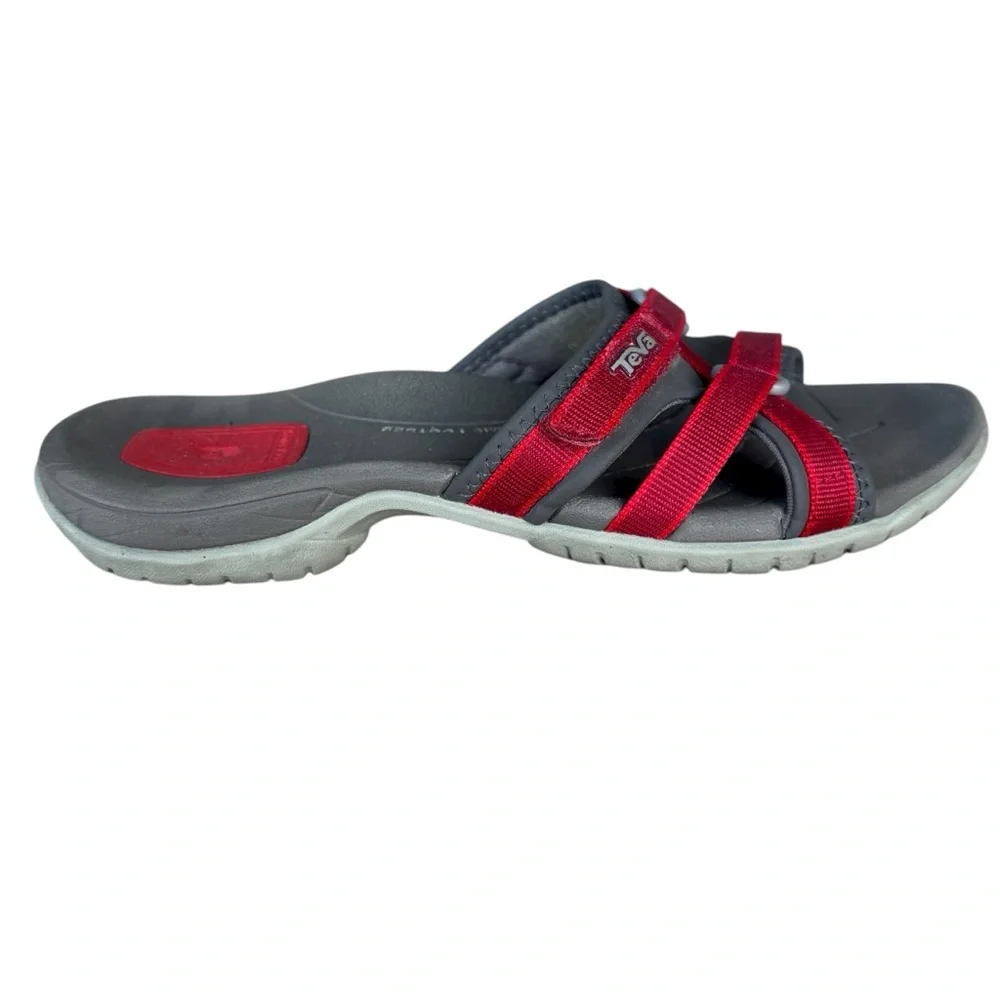 Teva Red Tirra Slide Sandals with a Shoc Pad and Anatomic Footbed 6